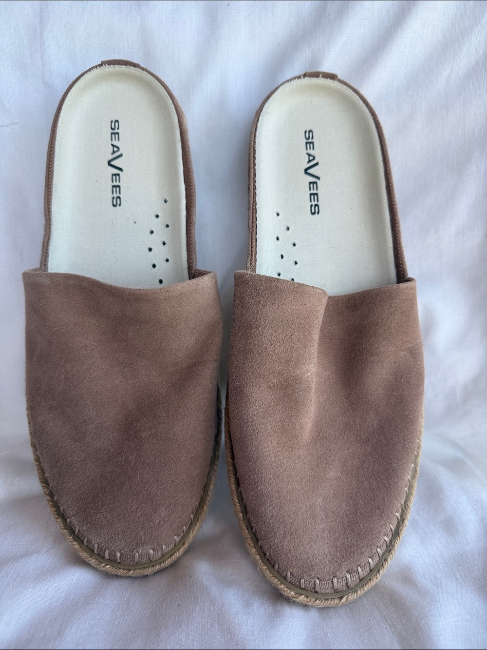 SeaVees Women’s Suede Slip on Espadrilles - Light Brown